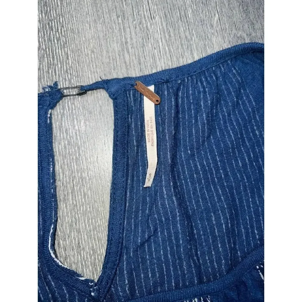 Free People Tunic Womens S/P Indigo Y2K Dreams Oversized Floral Bohemian A004915 - Picture 5 of 9